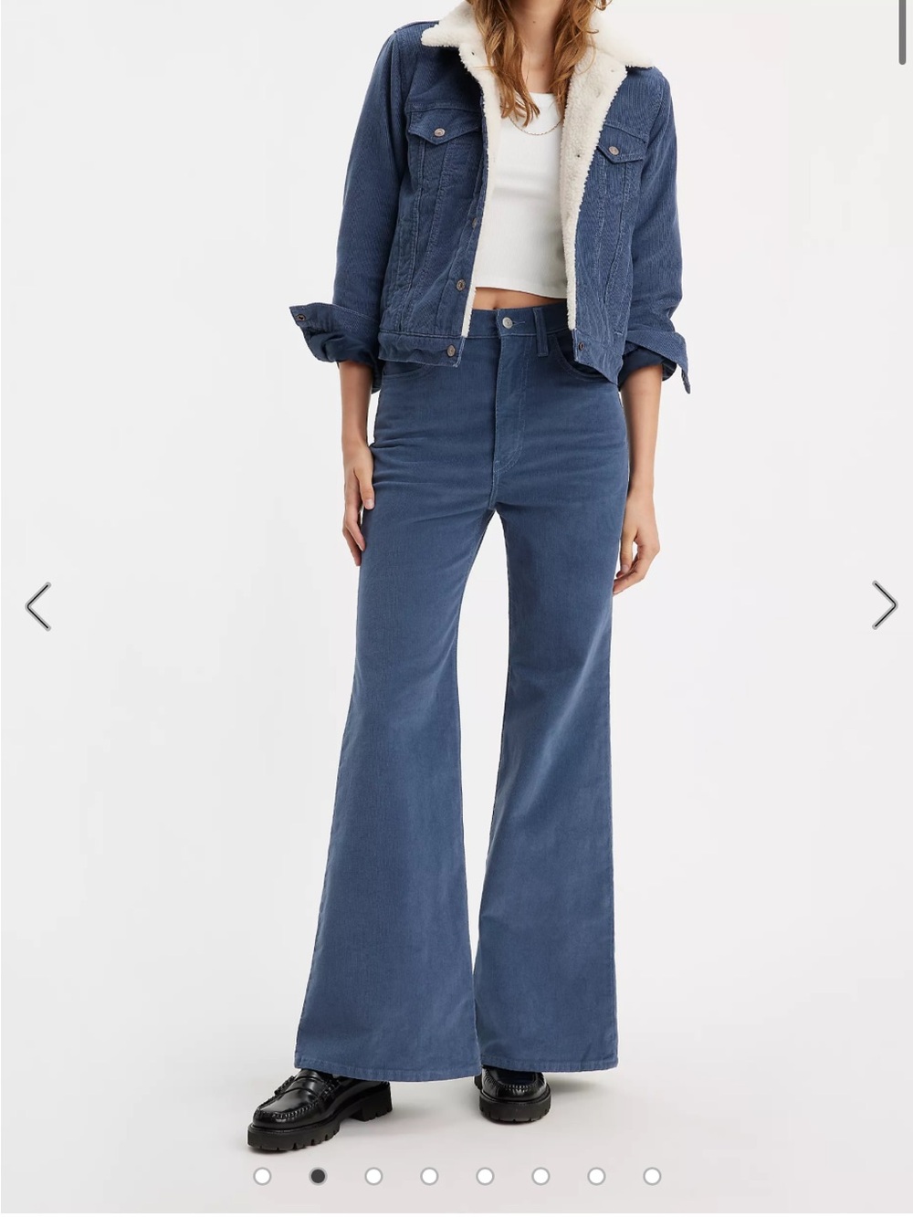 Levi's Women’s Blue Corduroy Ribcage Bell Jeans